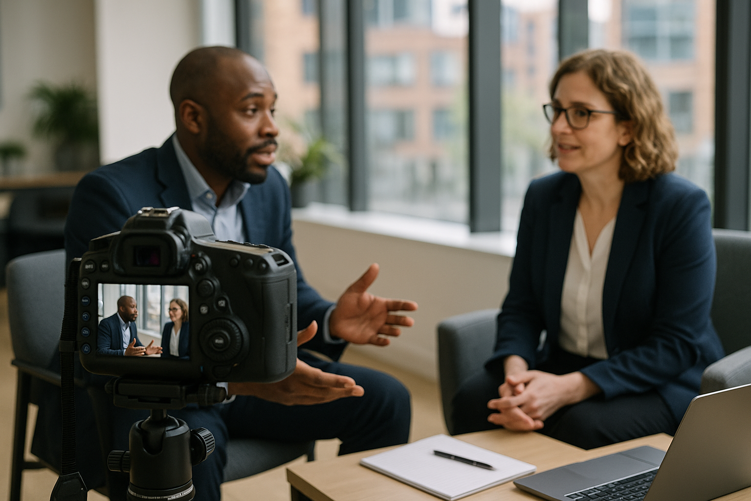 Two UK professionals discussing career next steps for Graduate assessment centre UK