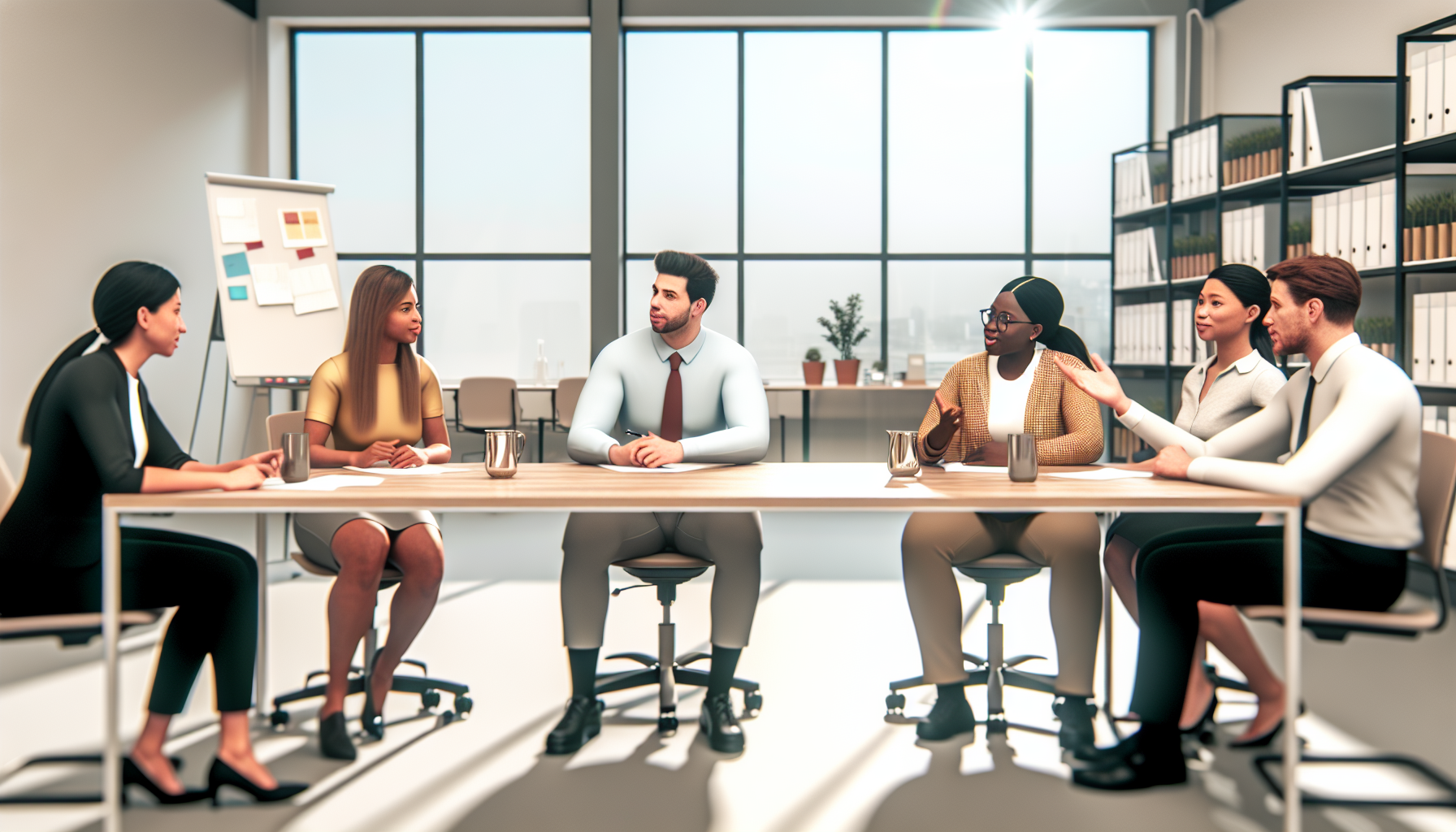 UK workplace team meeting discussing holiday accrual strategies