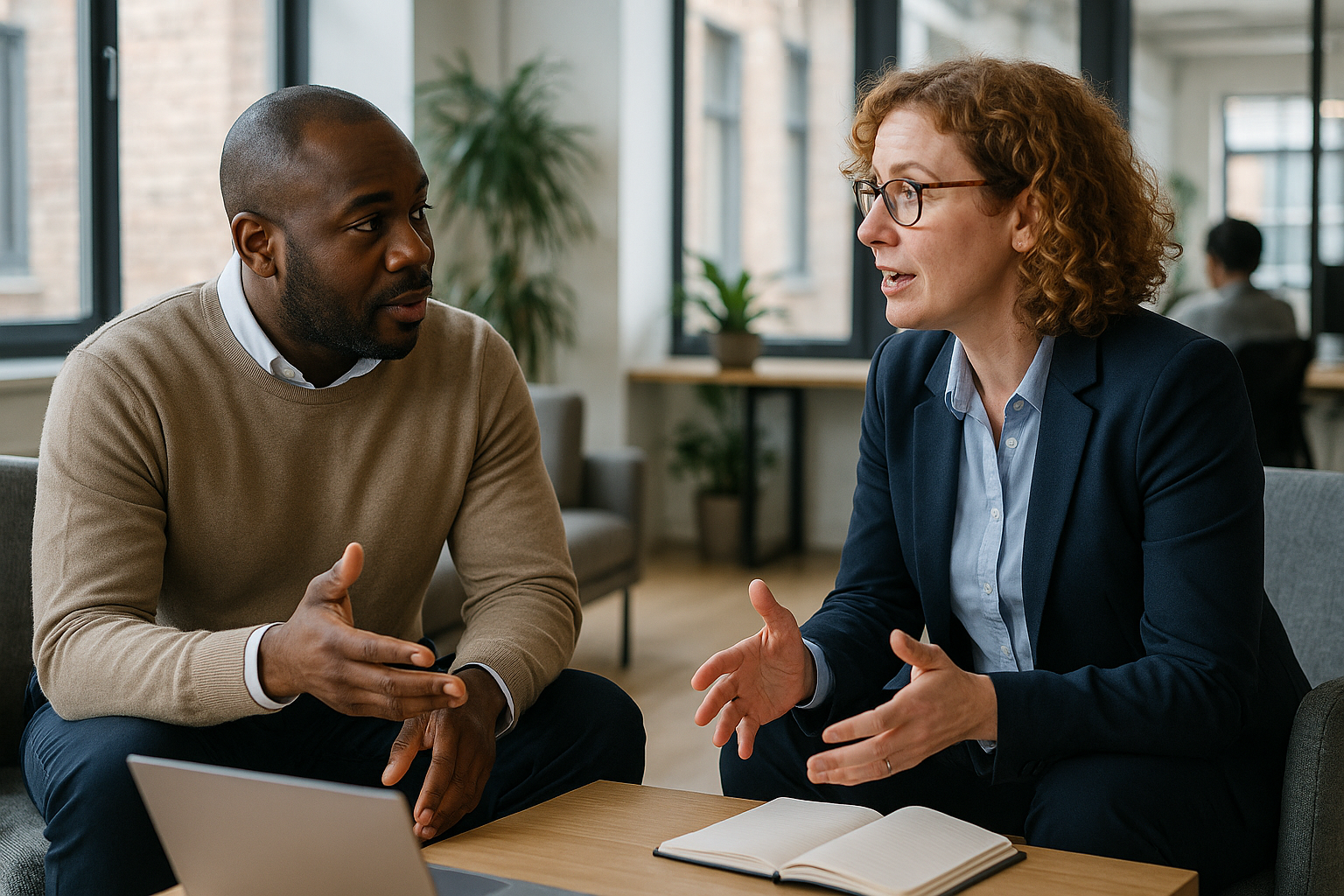 Two UK professionals discussing career next steps for building control officer UK