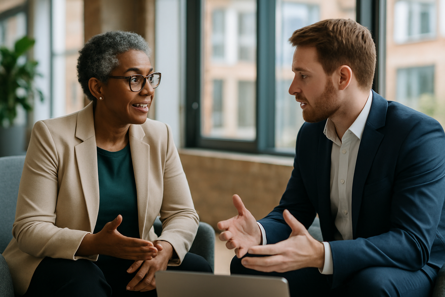 Two UK professionals discussing career next steps for Toxicologist UK