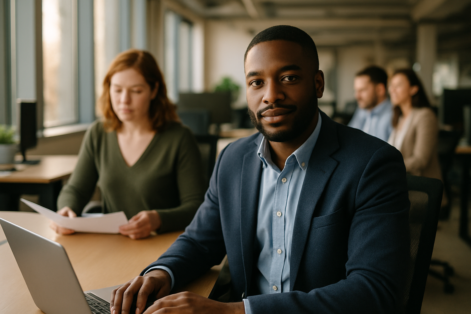 British professionals in a modern office discussing Auditor UK