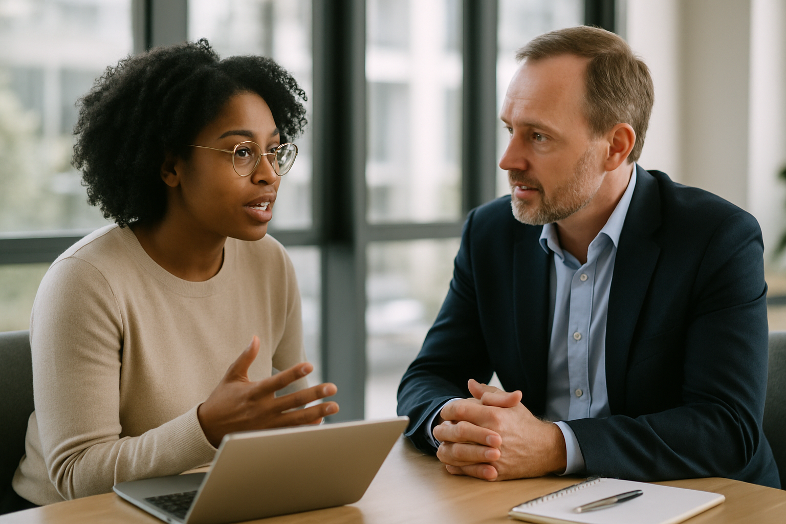 Two UK professionals discussing career next steps for Immunologist UK