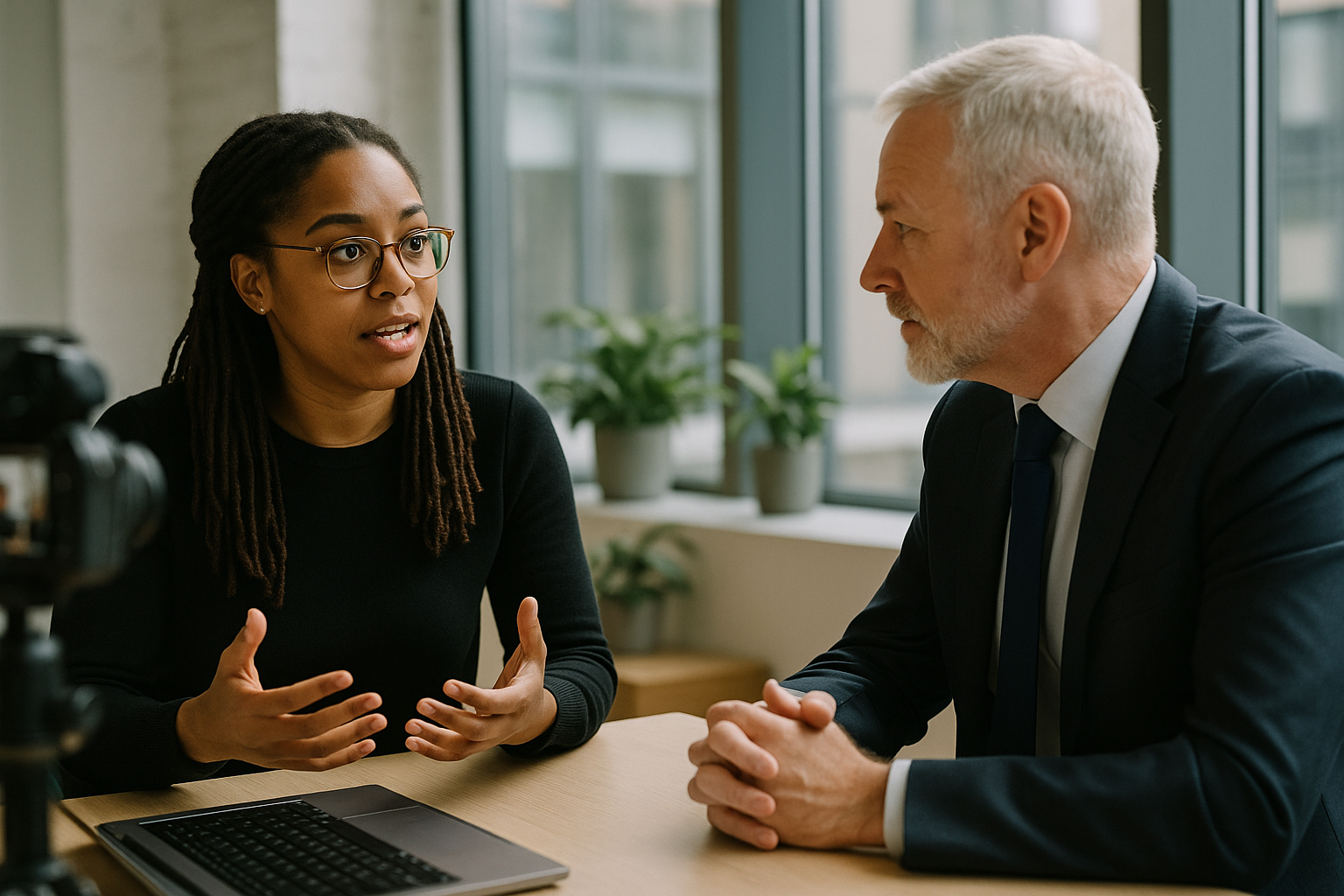 Two UK professionals discussing career next steps for criminal lawyer UK