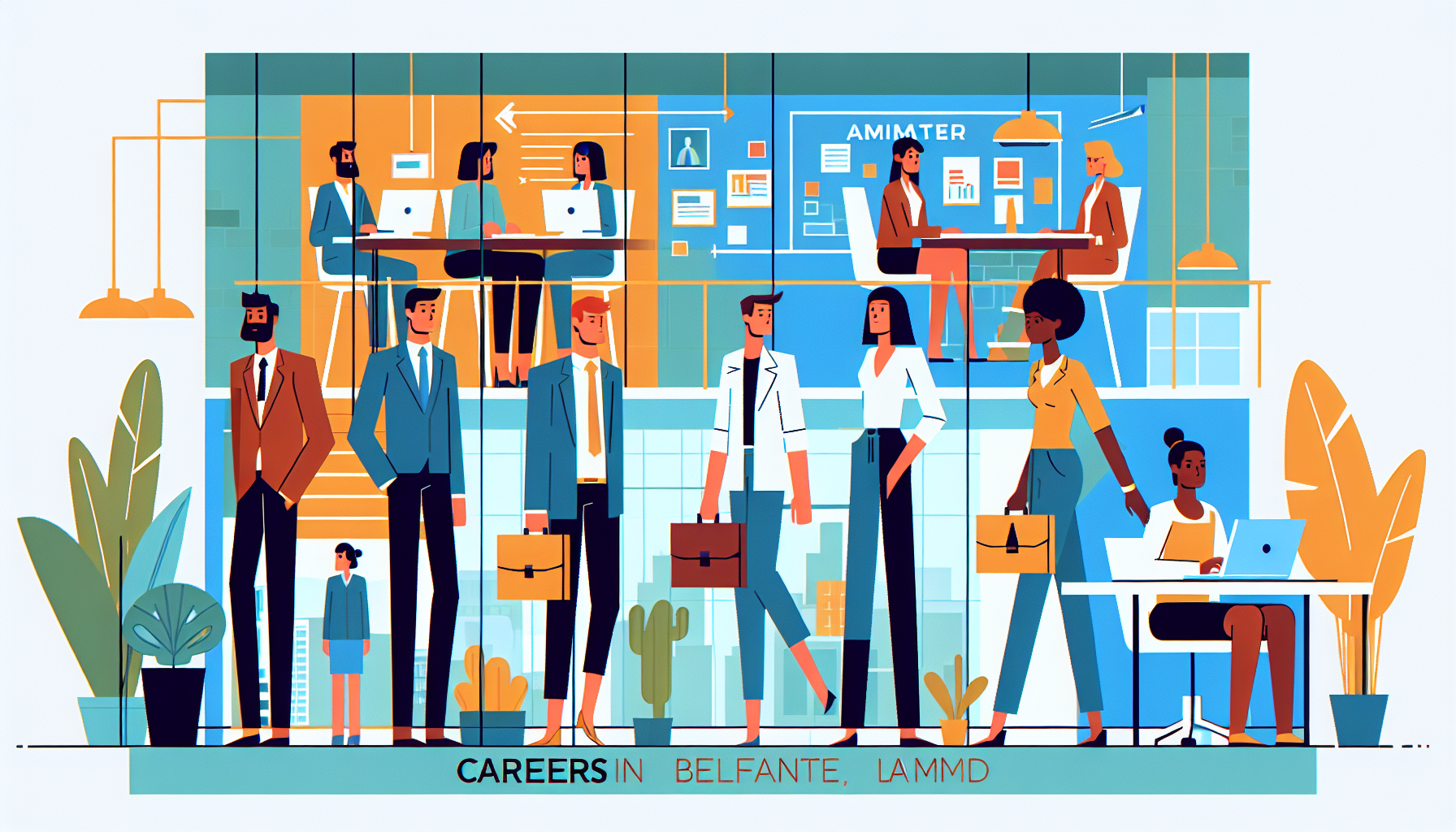 Diverse professionals in modern office setting