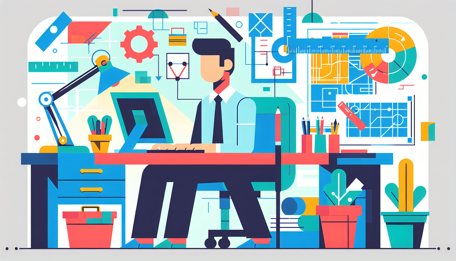 Professional working individually at digital workspace