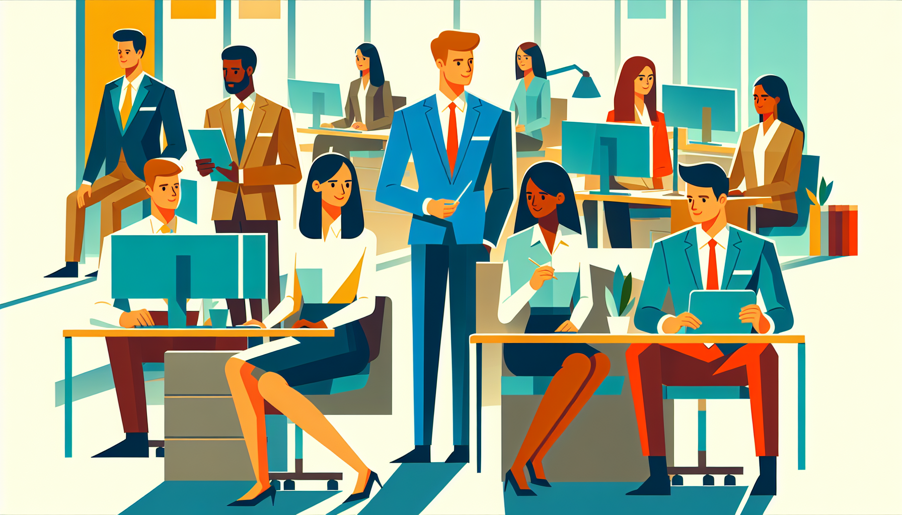 Diverse professionals in a modern UK office setting