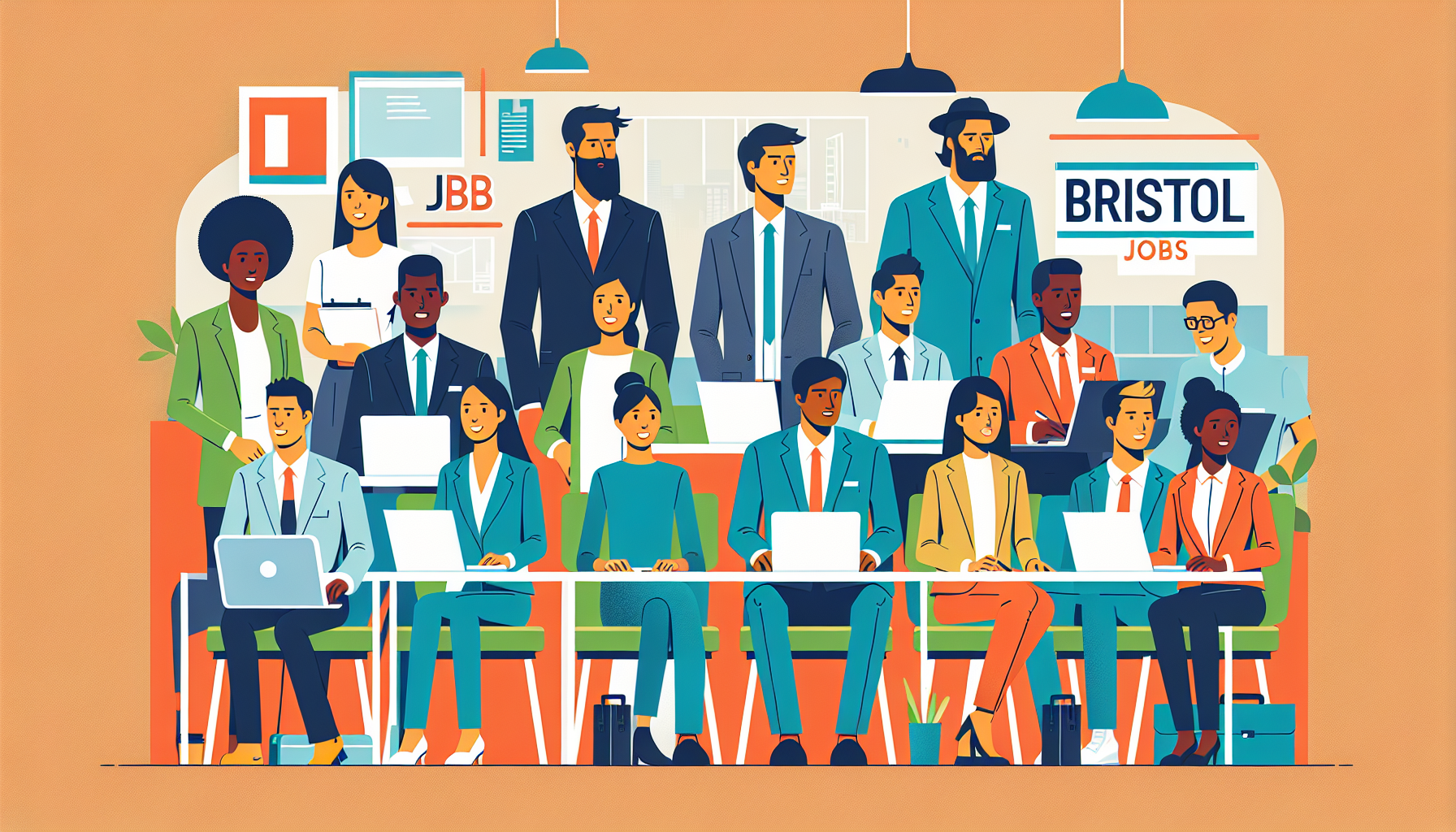 Diverse UK professionals in a modern office setting