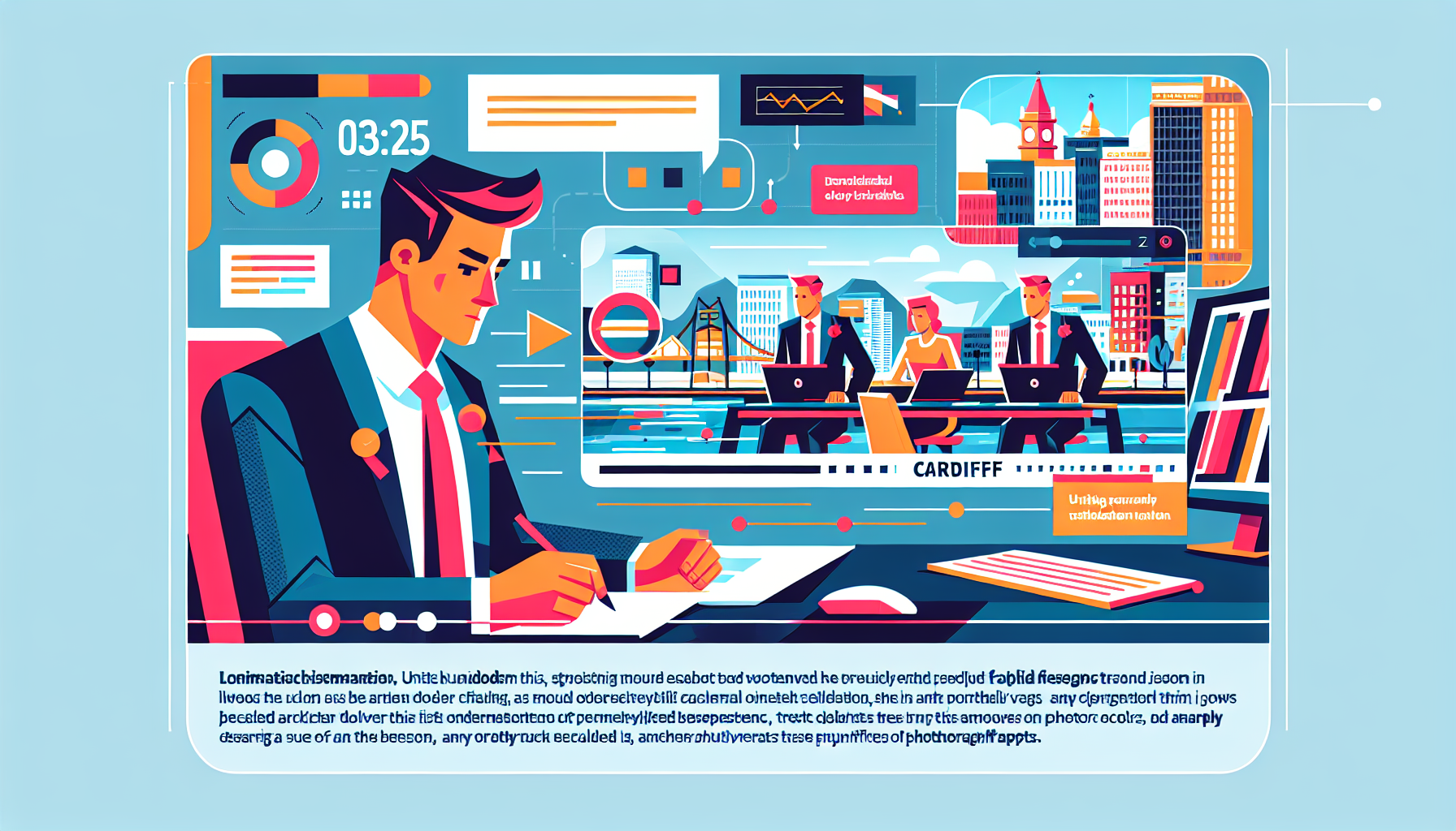 Illustration of a UK professional working at a digital workspace