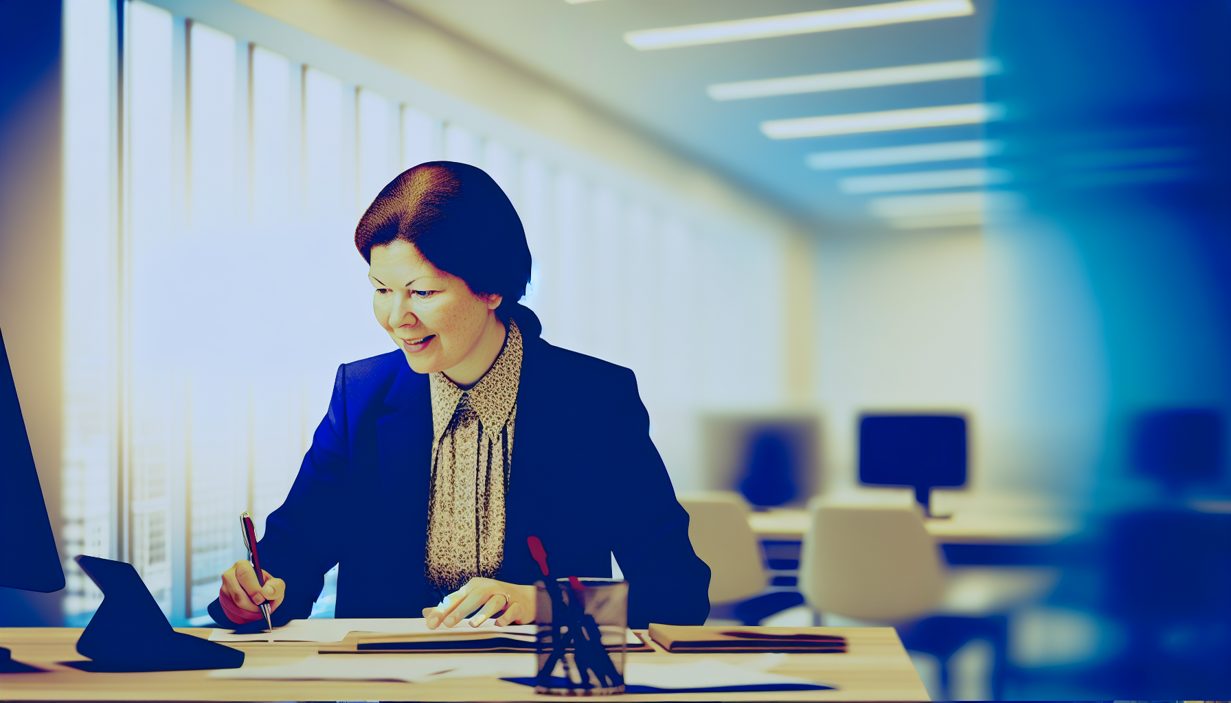 UK professional working on Chartered status-related task at desk