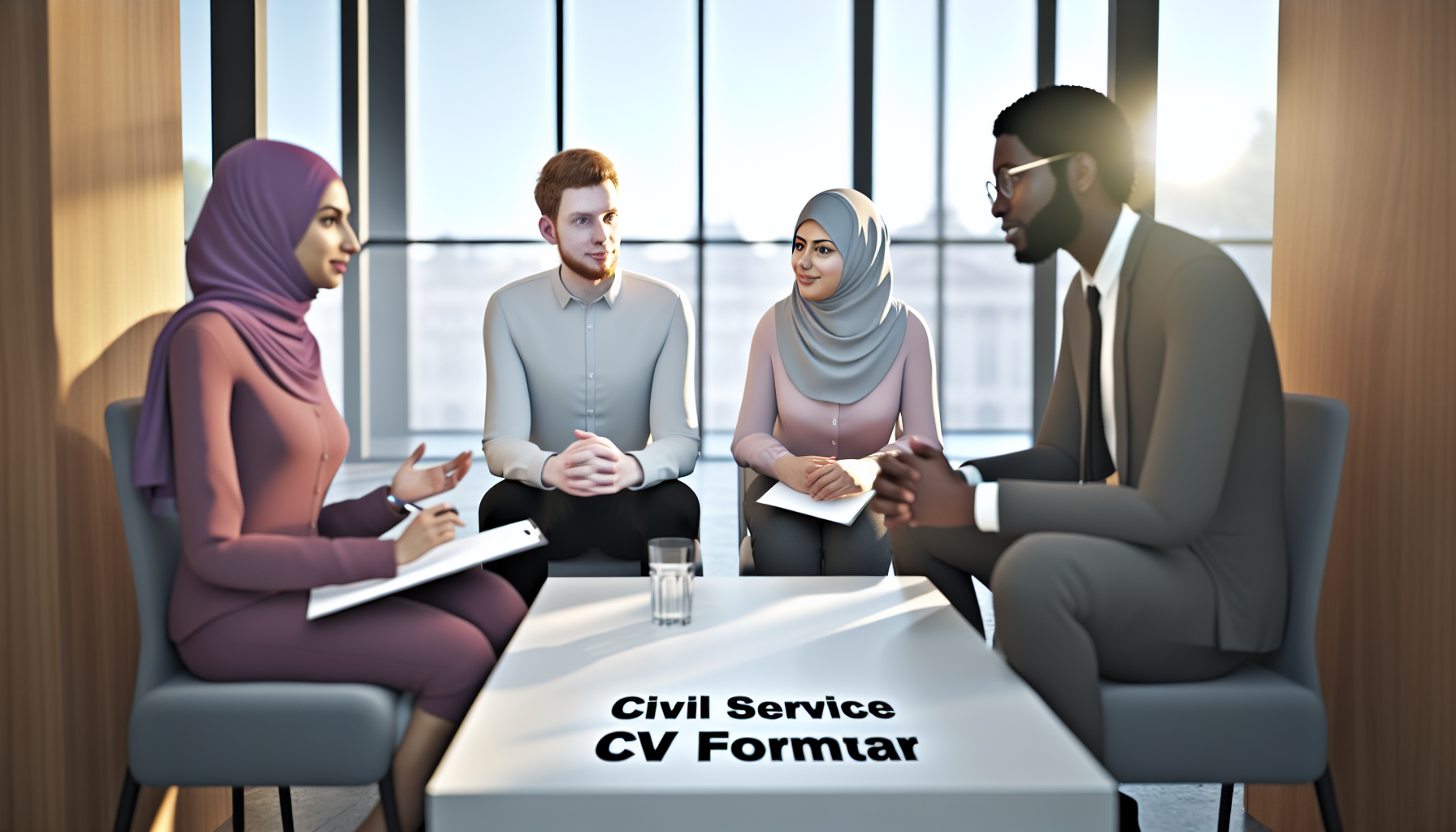 Diverse UK team in collaborative Civil Service discussion