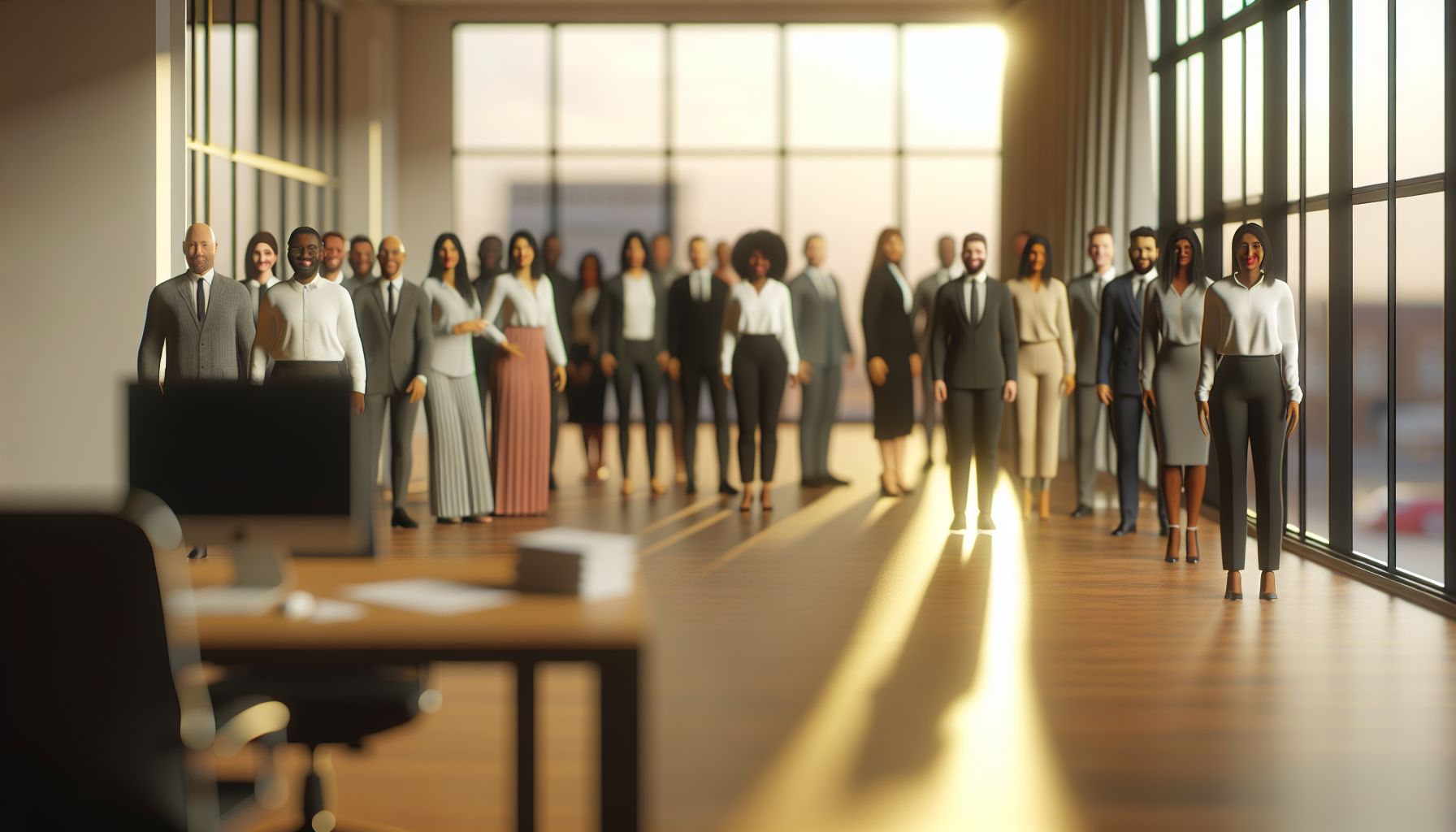 British professionals working in a modern open-plan office