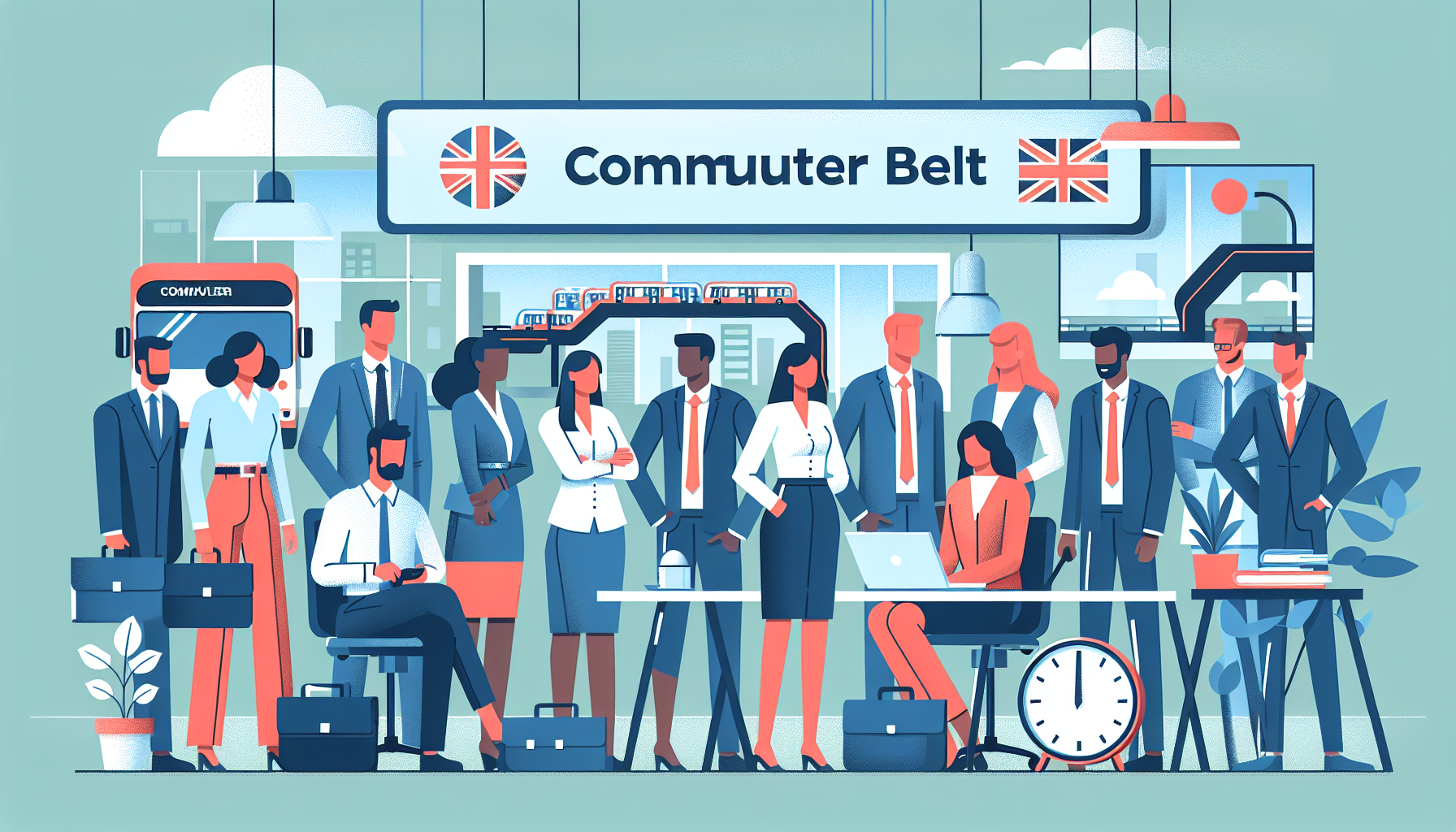 Diverse UK professionals working in a modern office setting