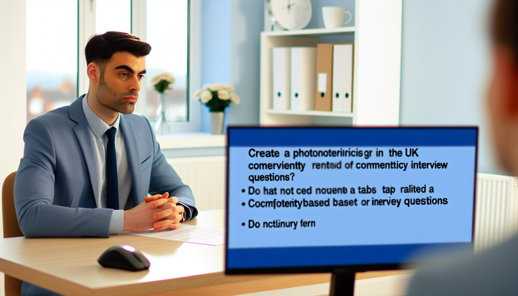 UK professional preparing interview responses at desk