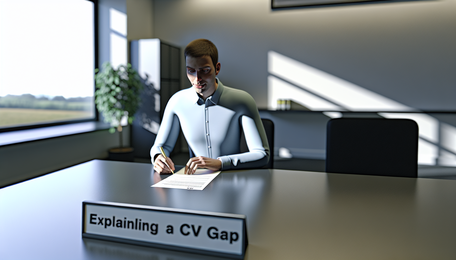 UK professional focused on CV writing at a modern desk