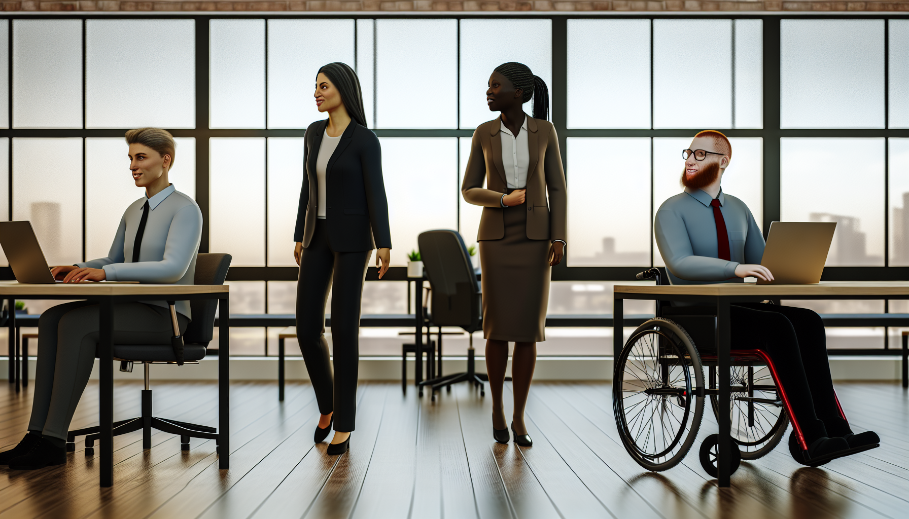 Diverse professionals working in an open-plan UK office