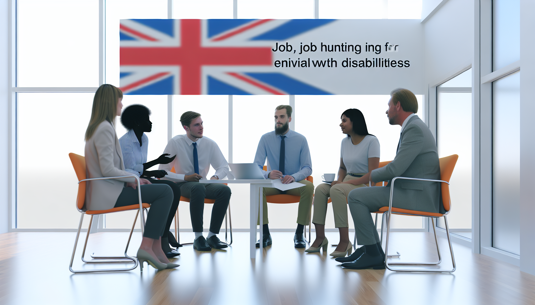 Diverse UK team in collaborative office discussion