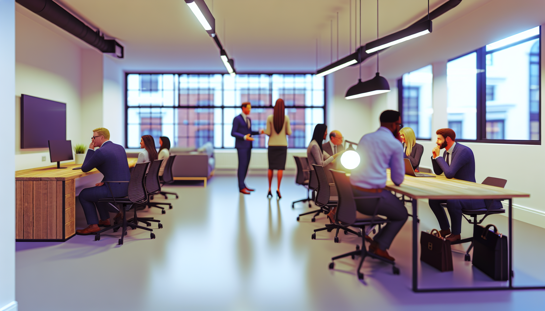 Professionals discussing executive compensation in a modern UK office