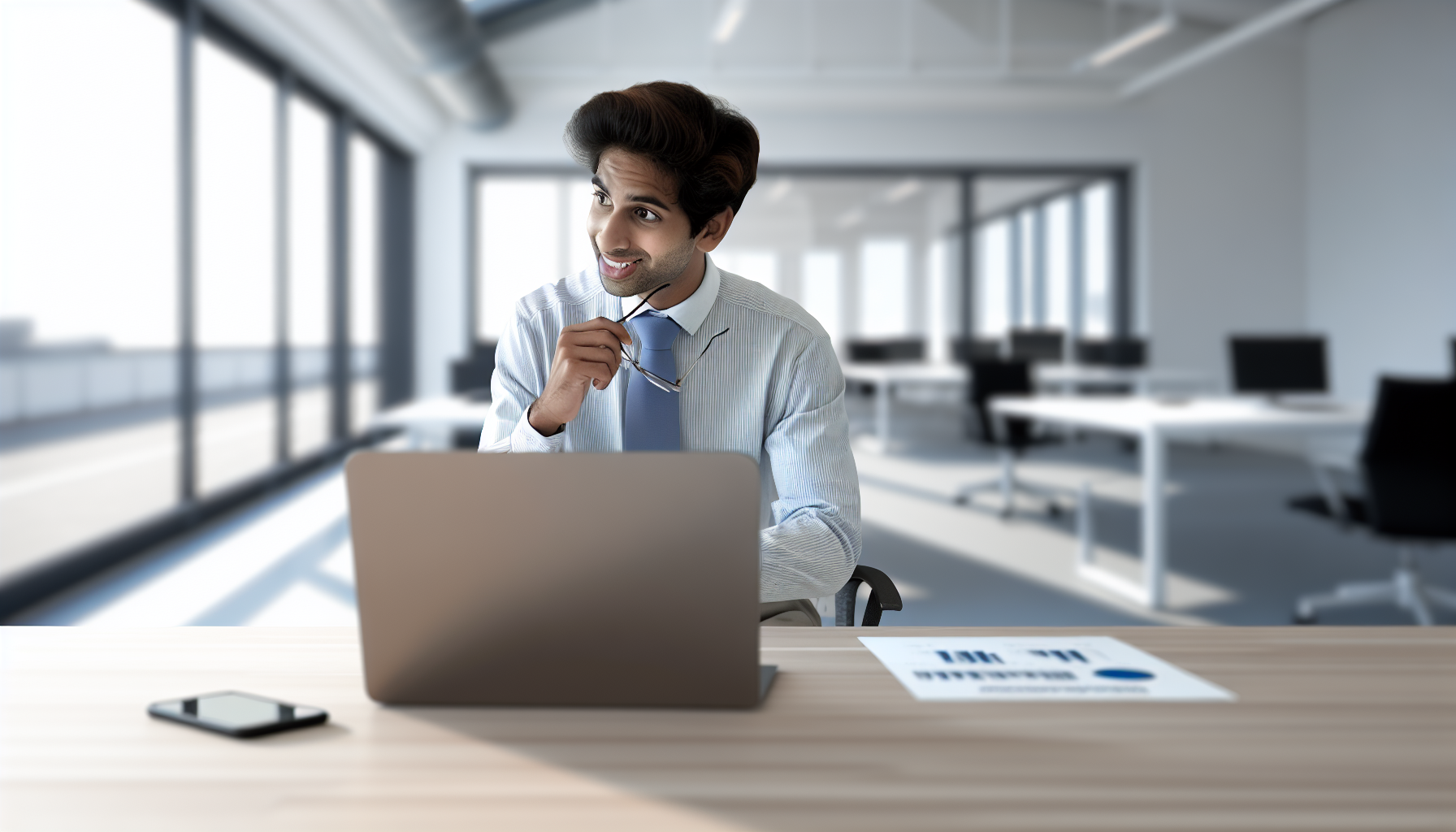 UK executive reviewing compensation packages at desk