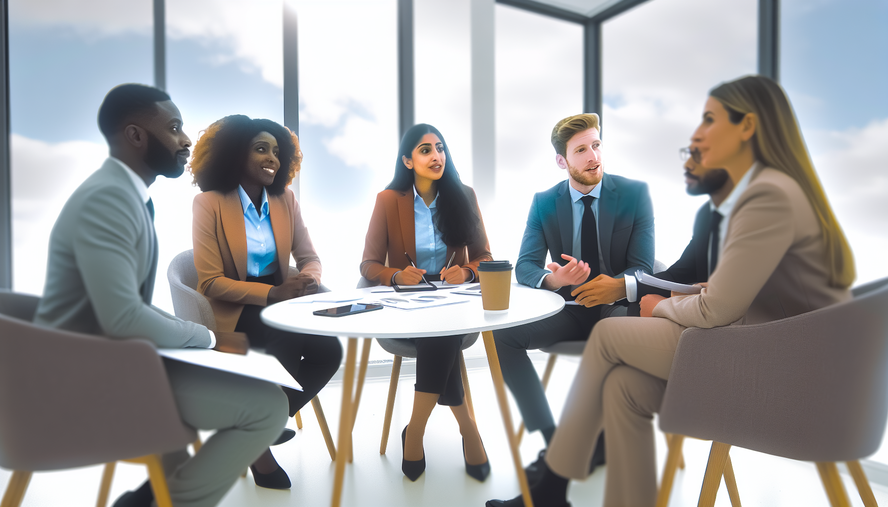 Group of UK executives in a collaborative discussion