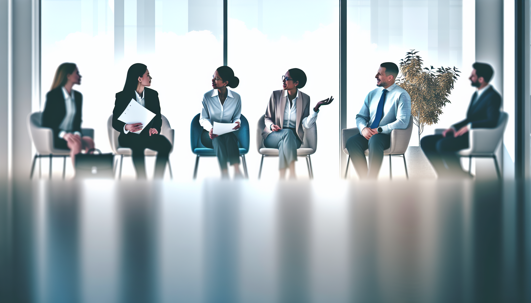 Diverse UK team in collaborative discussion on executive recruitment