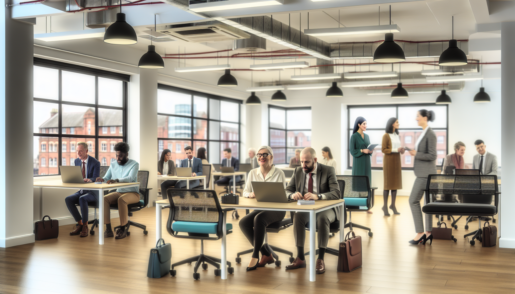 British professionals collaborating in a modern office setting