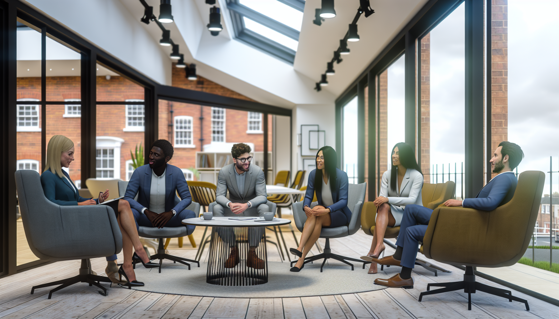UK team meeting in a modern office environment