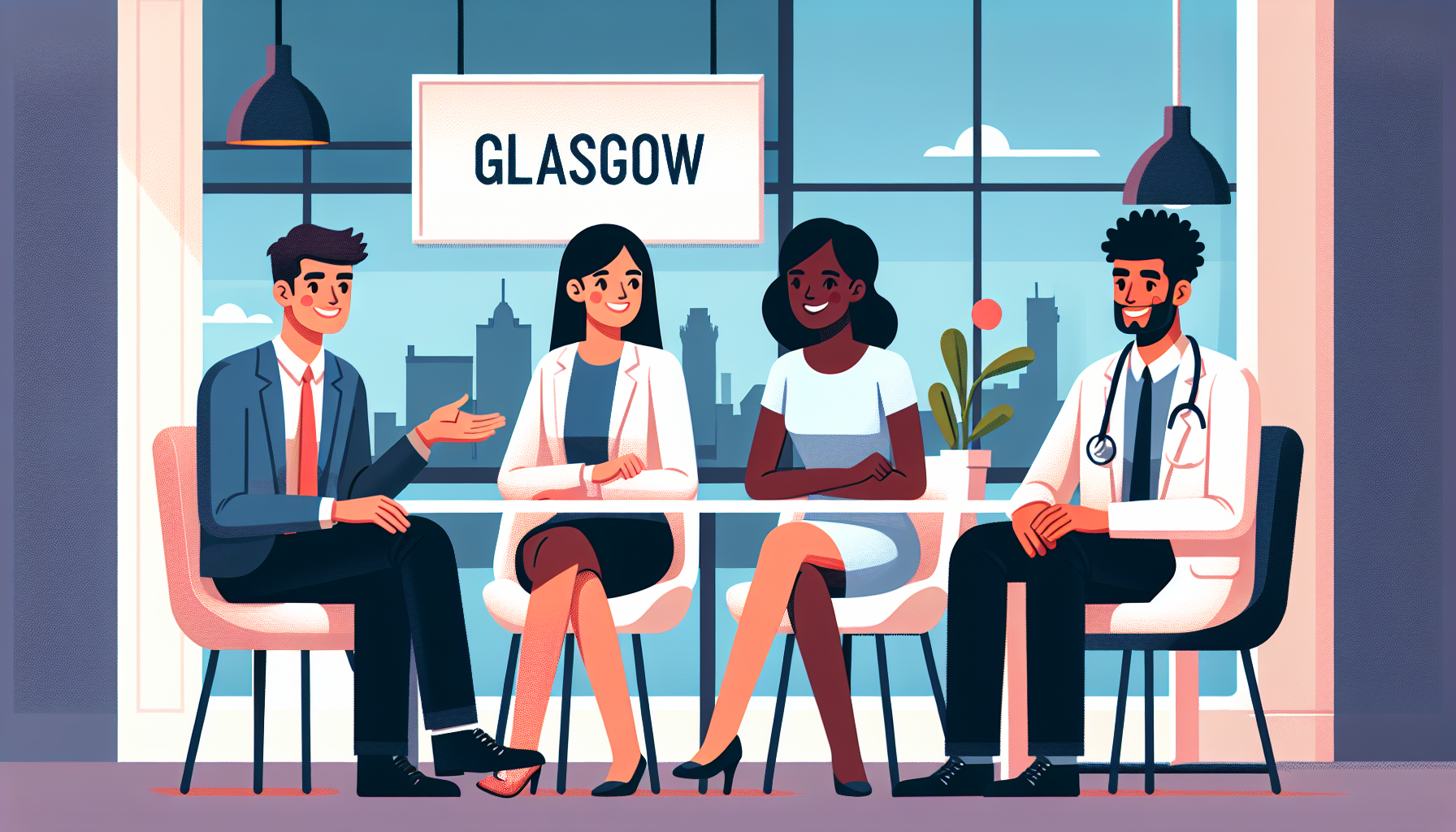 Group of UK professionals in discussion