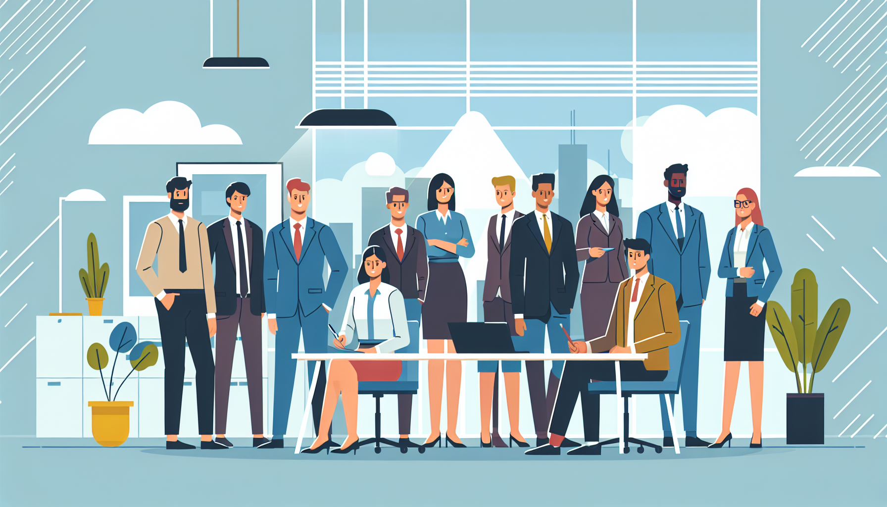 Diverse UK professionals in a modern office setting
