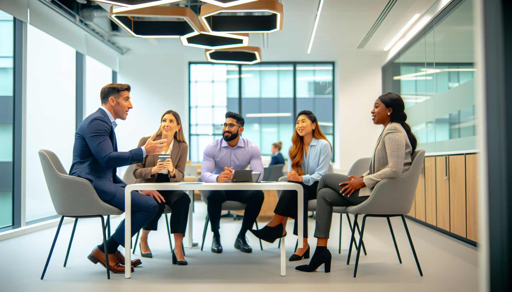 Relaxed discussion among UK professionals about CV gaps.