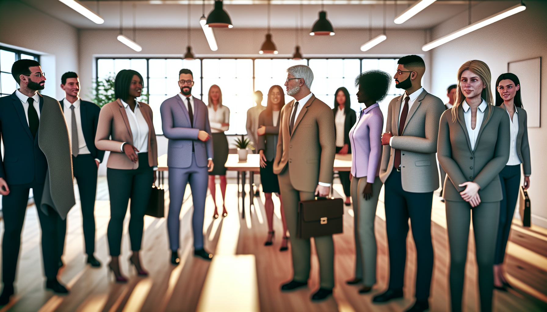 Diverse professionals in an open-plan UK office discussing CV strategies.