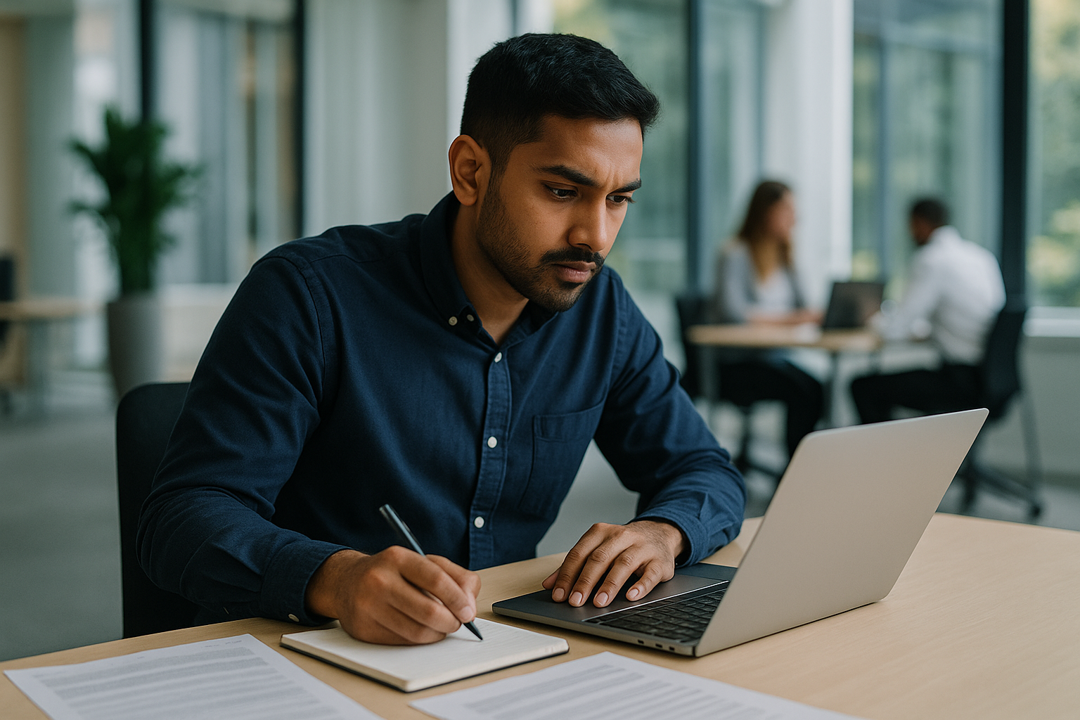 UK professional preparing career documents for initiative UK