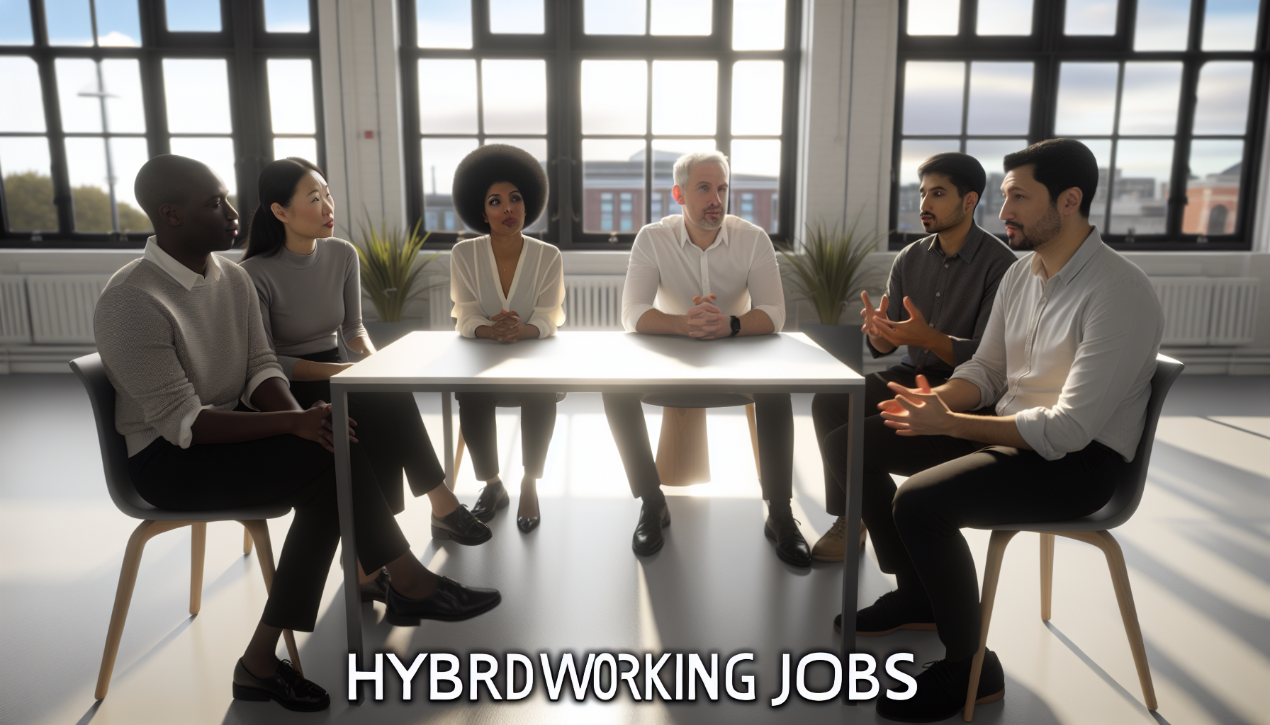 UK professionals having a collaborative discussion in an office