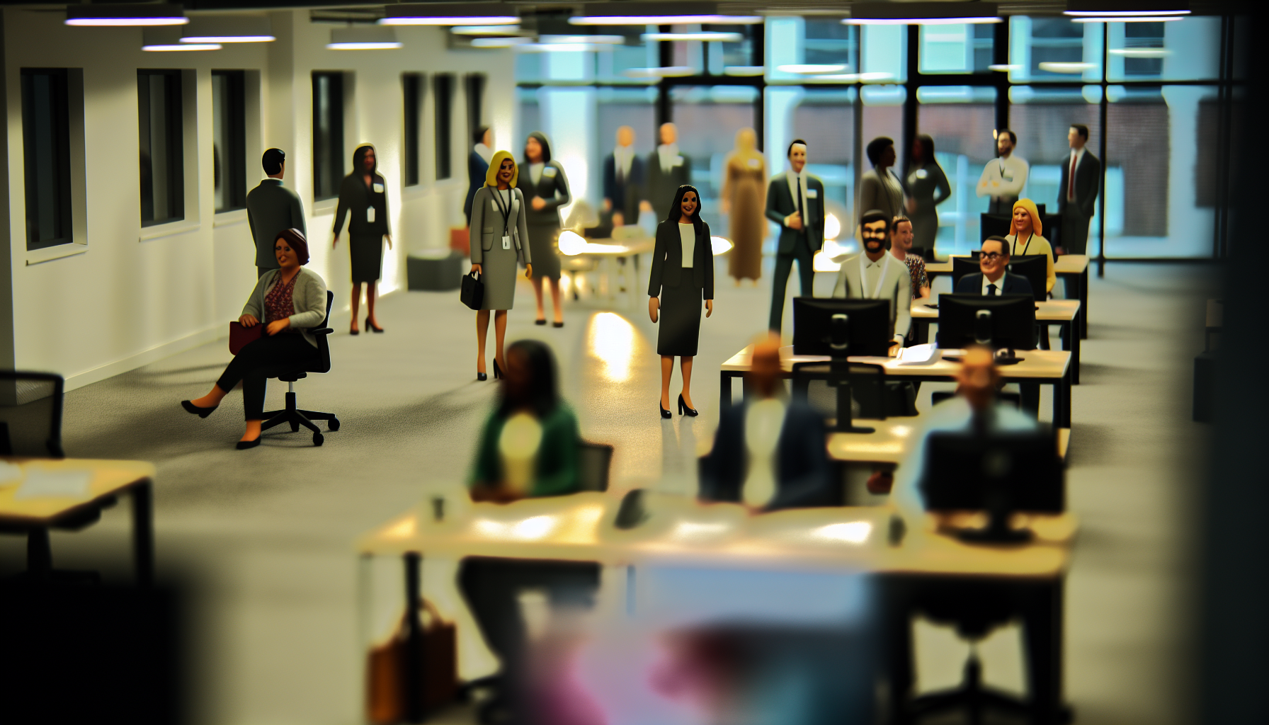 British professionals collaborating in an open-plan office