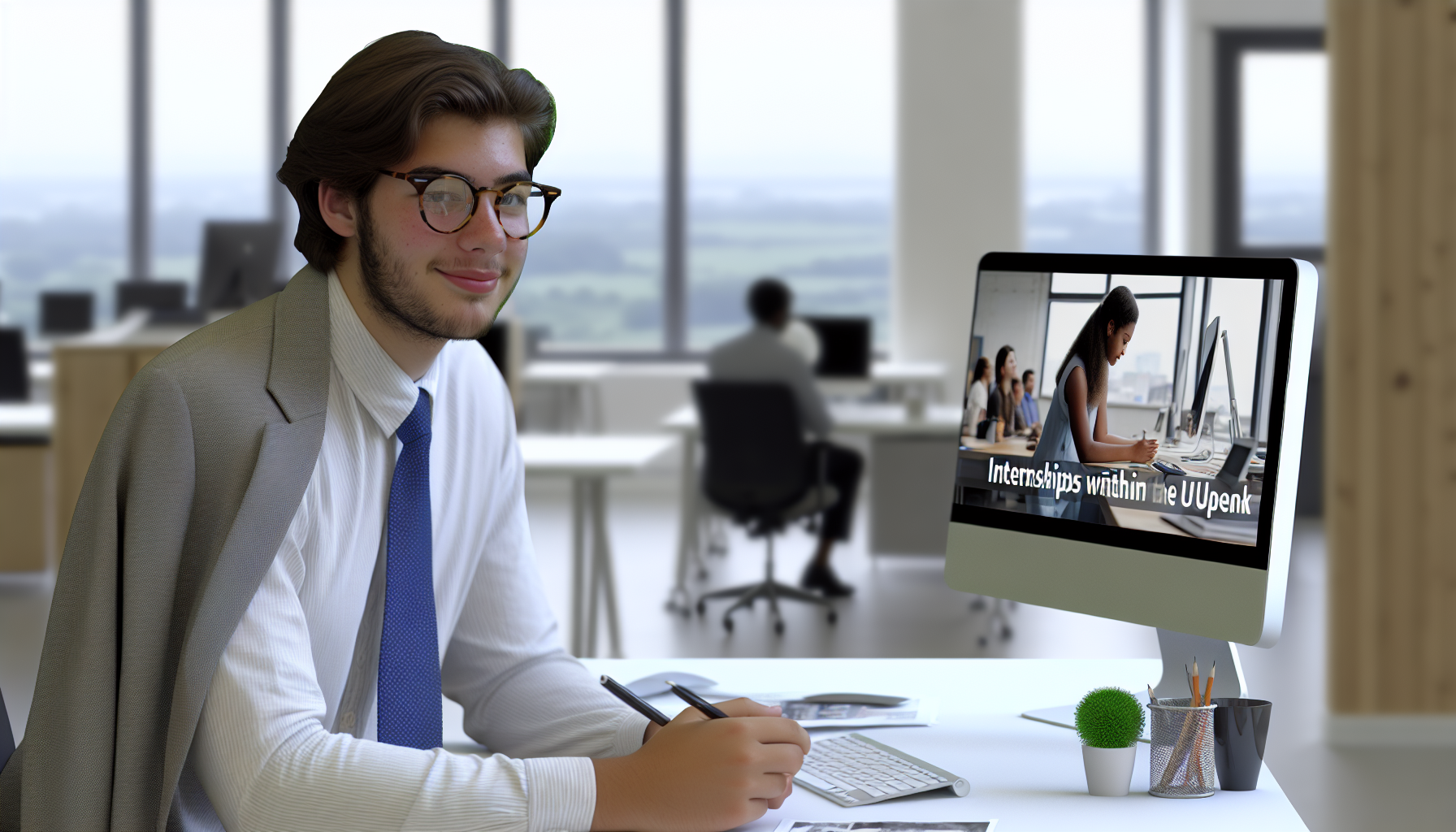 UK professional focused on work at a desk