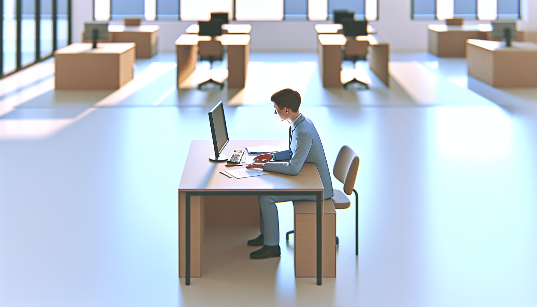 UK professional focused on work at their desk