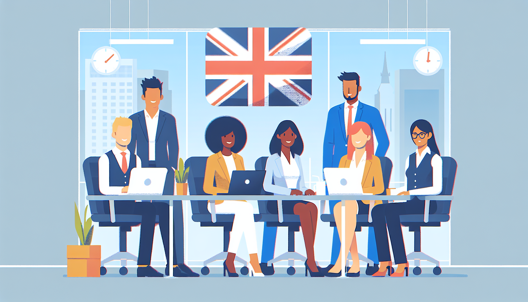 Diverse UK professionals in an office discussing CV optimisation.
