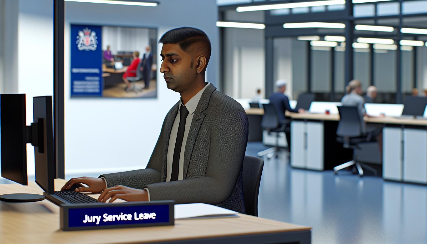 UK professional at desk researching jury service leave rights