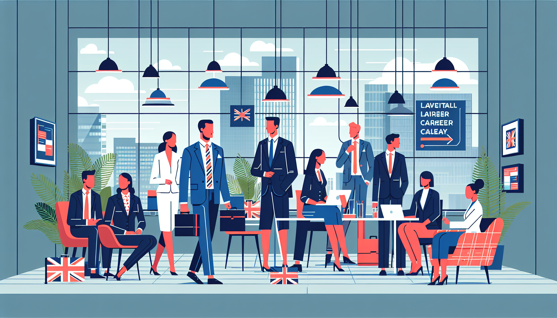 Diverse UK professionals in a modern office setting