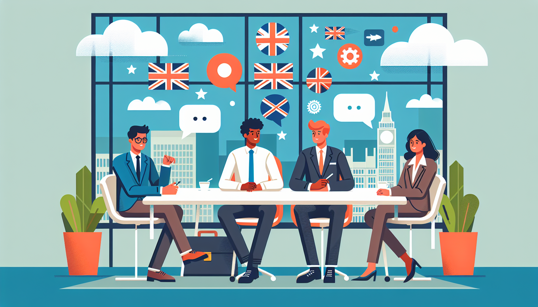 Group of UK professionals in a career discussion
