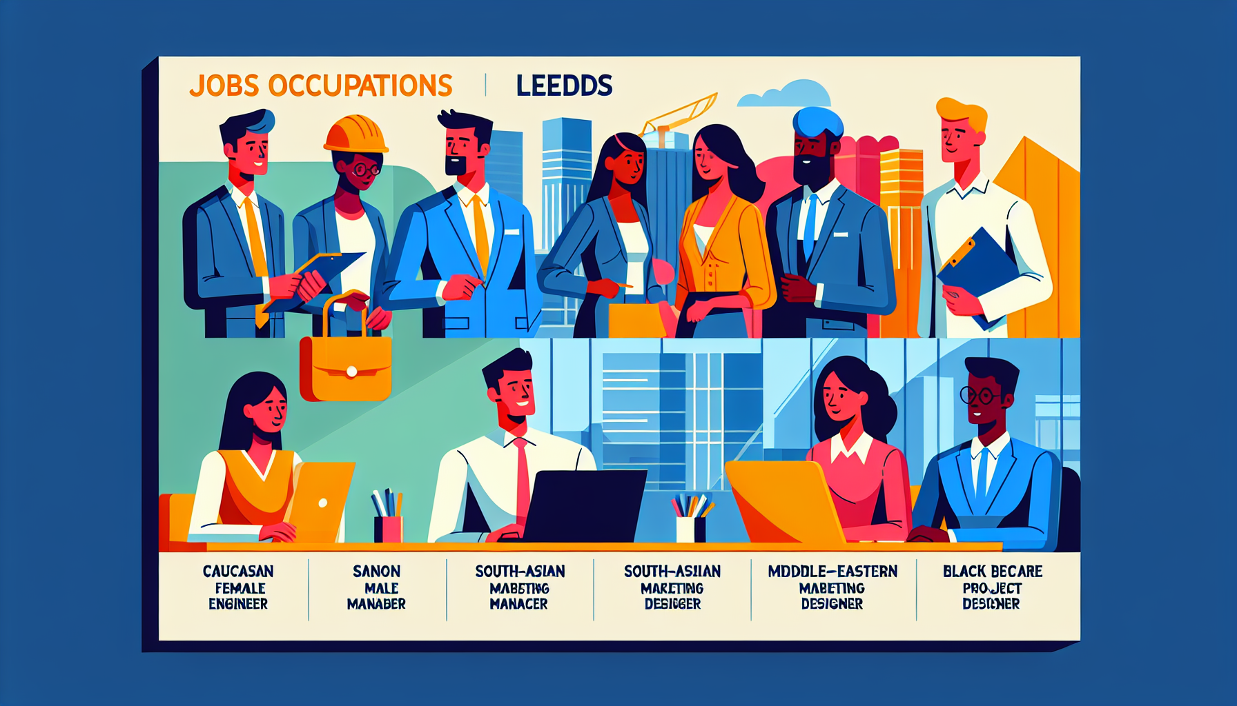 Diverse UK professionals working in a modern office