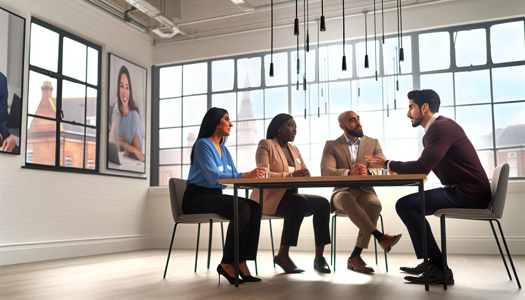 Collaborative UK team discussing LinkedIn message strategies