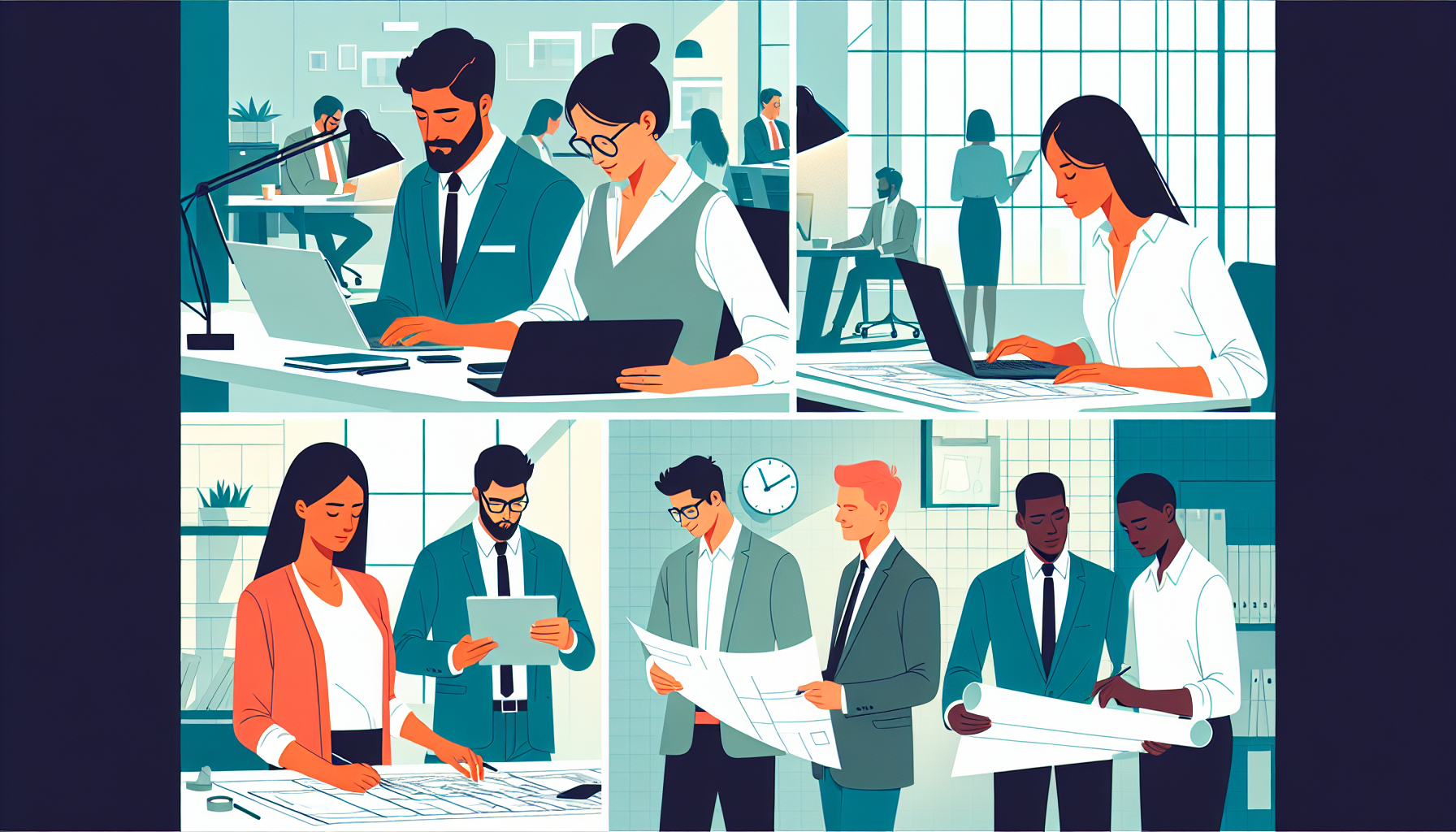 Diverse UK professionals in a modern office setting
