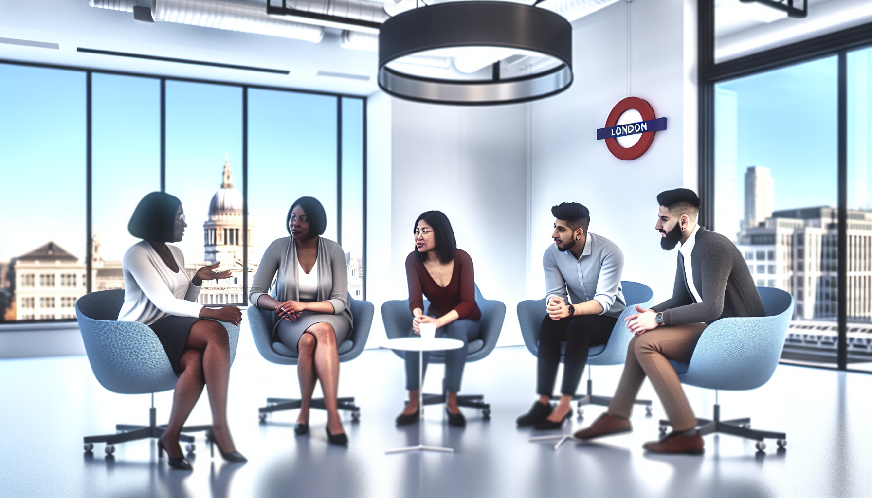 Colleagues discussing salary weighting benefits in office