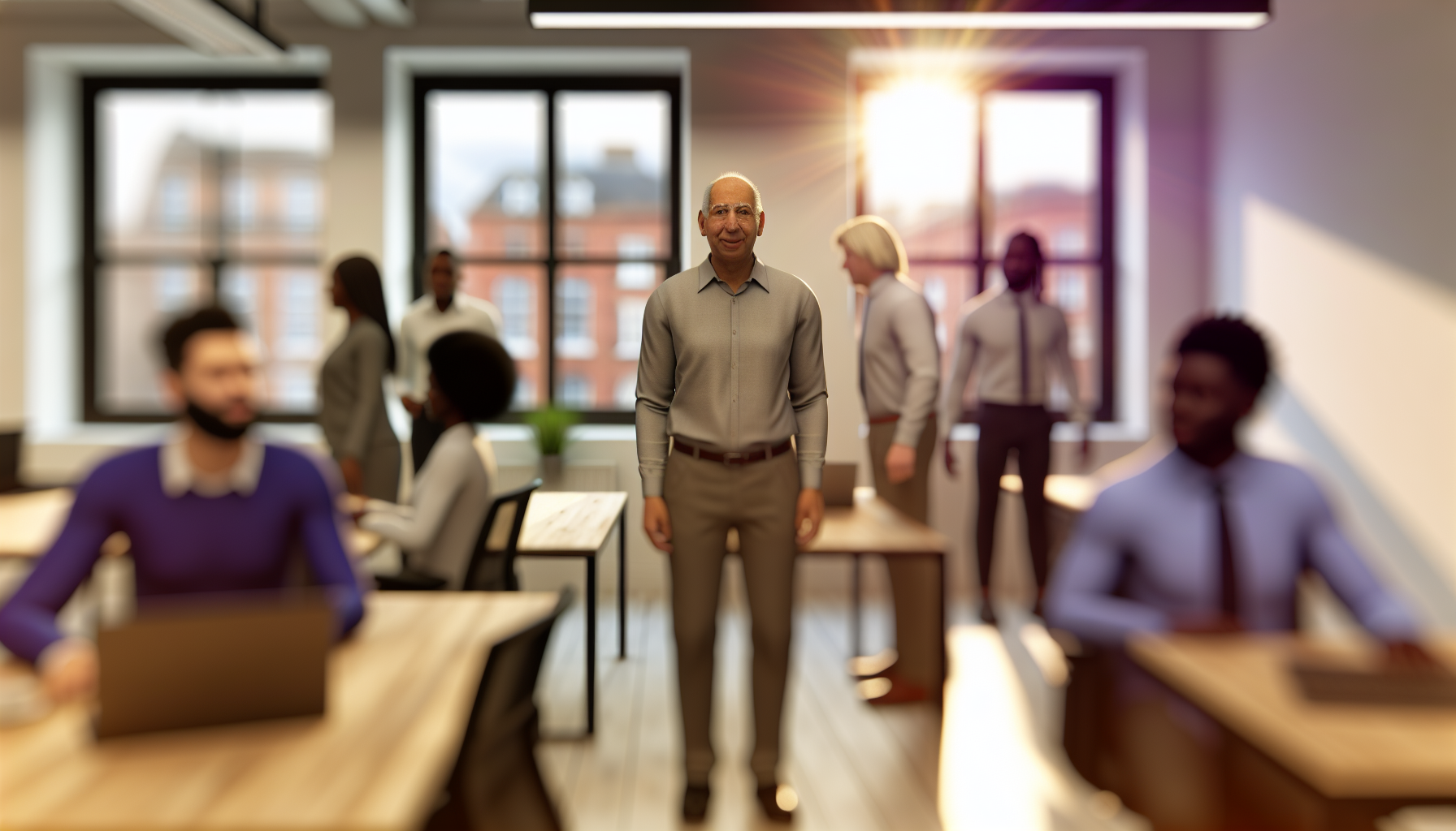 UK professionals working in a modern office setting