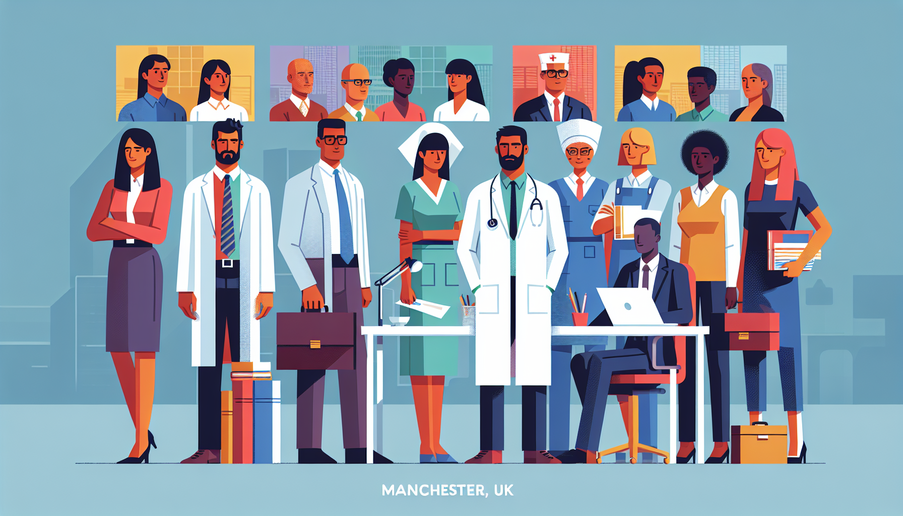 Diverse professionals in an office setting