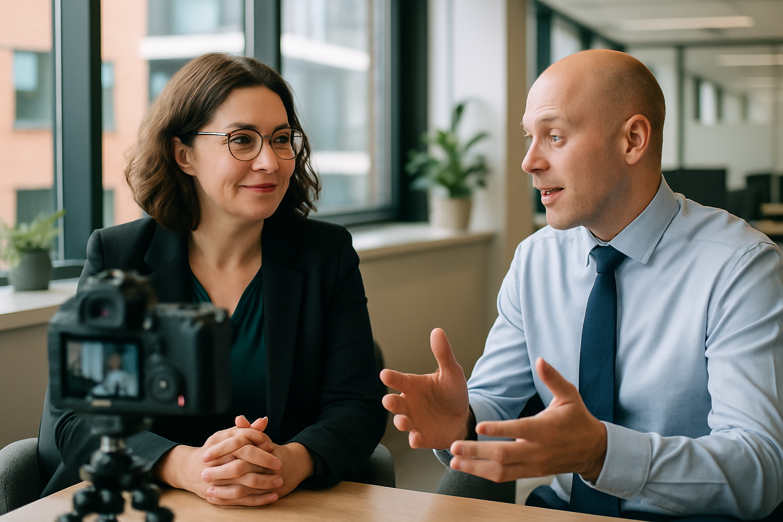 Two UK professionals discussing career next steps for field sales executive UK