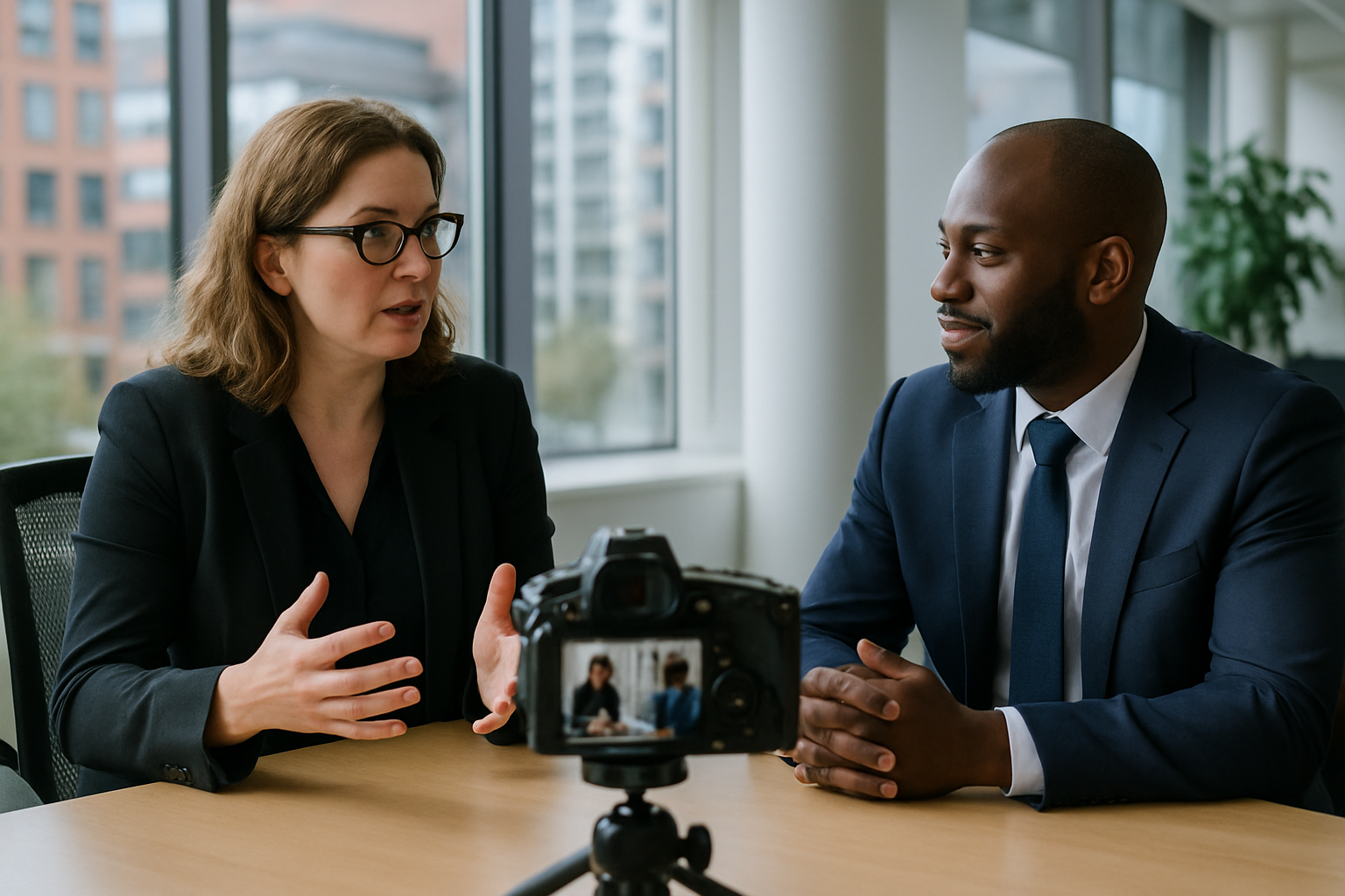 Two UK professionals discussing career next steps for UK visa appeal process