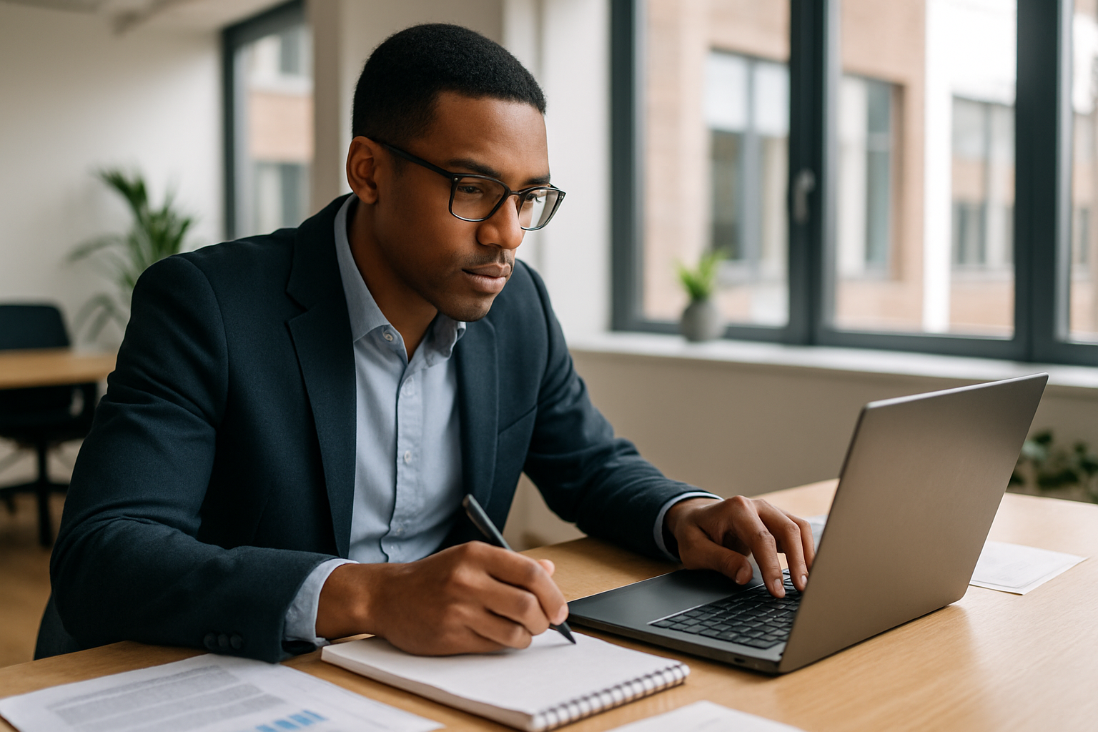 UK professional preparing career documents for virtual teams management UK
