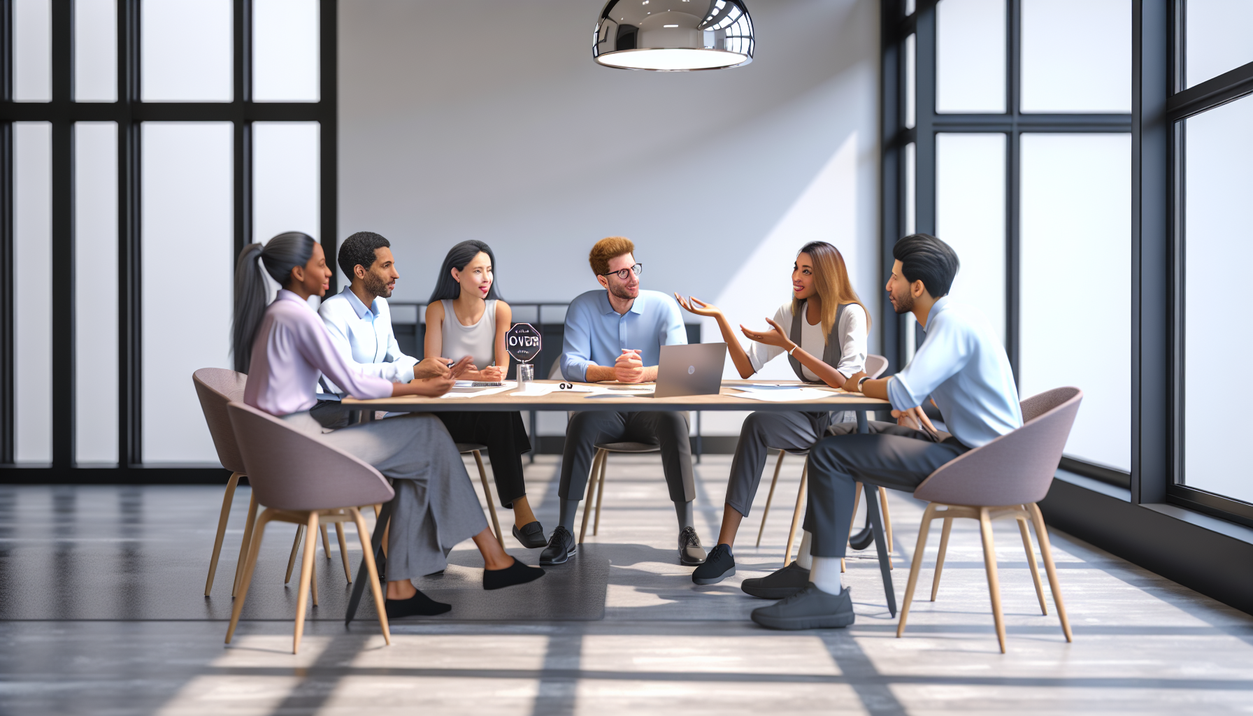 UK team meeting discussing maternity leave and pay policies.