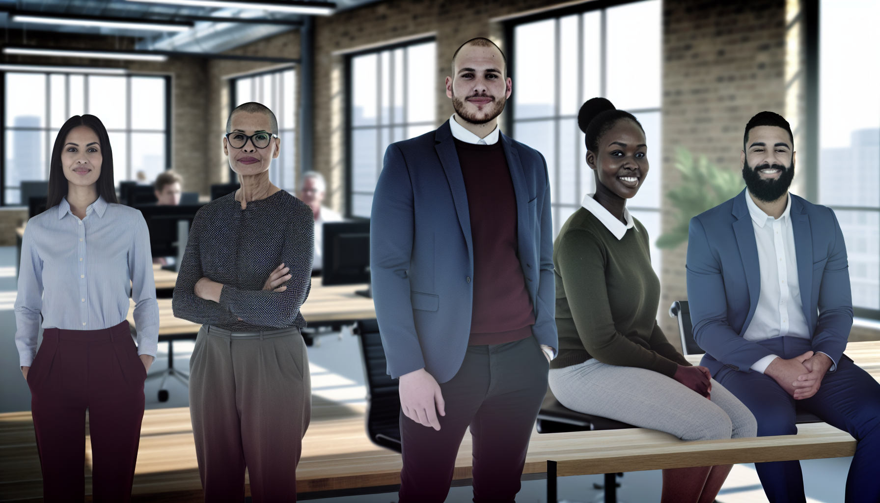 Diverse professionals collaborating in a modern UK office